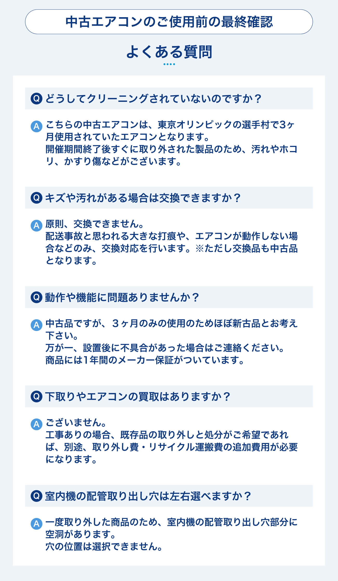 中古エアコンのご使用前の最終確認