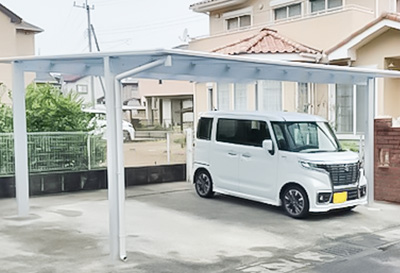 生活堂そららポート Fタイプ ワイドタイプ カーポート 2台用設置写真