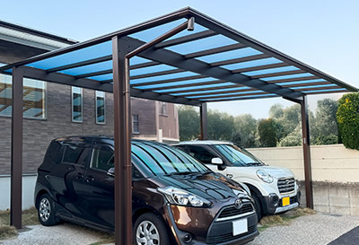 生活堂そららポート Fタイプ ワイドタイプ カーポート 2台用設置写真