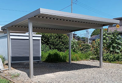 生活堂オリジナル オリジナル折板ポート STRONGタイプ 2台用設置写真