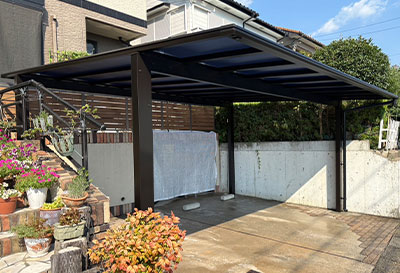 生活堂そららポート Fタイプ ワイドタイプ カーポート 2台用設置写真