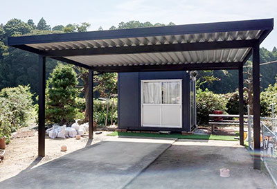 オリジナル折板カーポートlight 雪風ポート 2台用設置写真