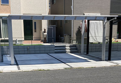 生活堂そららポート Fタイプ ワイドタイプ カーポート 2台用設置写真