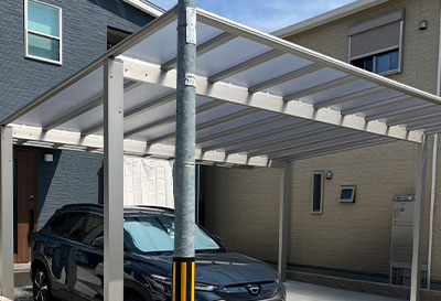 生活堂そららポート Fタイプ ワイドタイプ カーポート 2台用設置写真