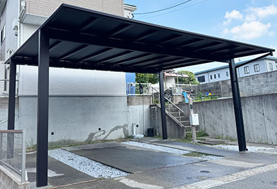 生活堂そららポート Fタイプ ワイドタイプ カーポート 2台用設置写真