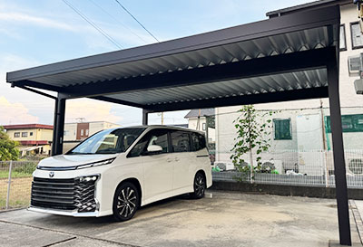 オリジナル折板カーポート 雪風ポート 2台用設置写真