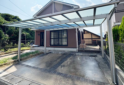 生活堂そららポート Fタイプ ワイドタイプ カーポート 2台用設置写真