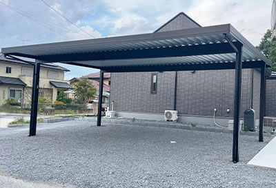 オリジナル折板カーポートlight 雪風ポート 3台用設置写真
