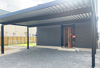 オリジナル折板カーポートlight 雪風ポート 3台用設置写真