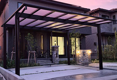 生活堂そららポート Fタイプ ワイドタイプ カーポート 2台用設置写真