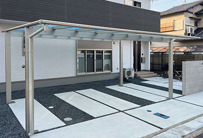 生活堂そららポート Fタイプ ワイドタイプ カーポート 2台用設置写真