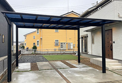 生活堂そららポート Fタイプ ワイドタイプ カーポート 2台用設置写真