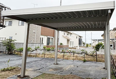 オリジナル折板カーポートlight 雪風ポート 2台用設置写真
