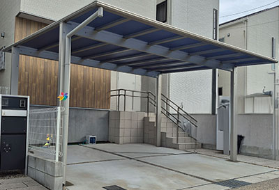 生活堂そららポート Fタイプ ワイドタイプ カーポート 2台用設置写真