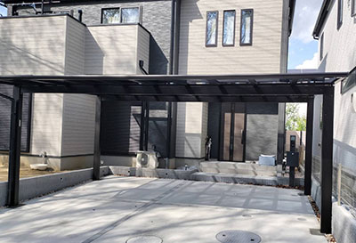 生活堂そららポート Fタイプ ワイドタイプ カーポート 2台用設置写真