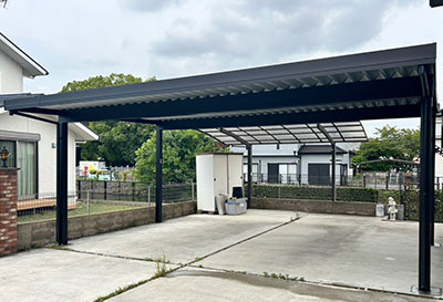 オリジナル折板カーポートlight 雪風ポート 3台用設置写真