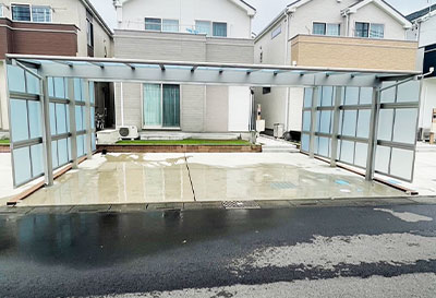 そららポートF(フラット屋根)タイプ　3台用ステン