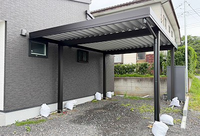 オリジナル折板カーポート 雪風ポート 1台用設置写真