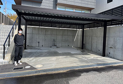 オリジナル折板カーポート 雪風ポート 2台用設置写真