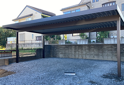 オリジナル折板カーポート 雪風ポート 3台用設置写真