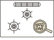 レンジフード自動風量調整機能の説明図