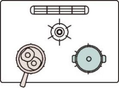 レンジフード自動風量調整機能の説明図