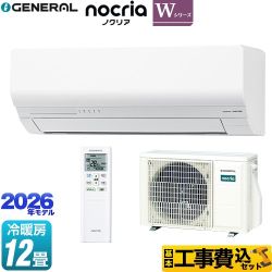 【工事費込セット（商品＋基本工事）】 株式会社ゼネラル ノクリア nocria Wシリーズ ルームエアコン 省エネモデル 冷房/暖房：12畳程度  ホワイト ≪AS-W366T-W≫