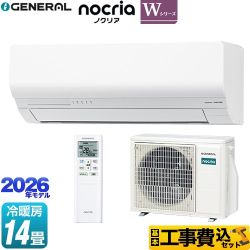【工事費込セット（商品＋基本工事）】 株式会社ゼネラル ノクリア nocria Wシリーズ ルームエアコン 省エネモデル 冷房/暖房：14畳程度  ホワイト ≪AS-W406T2-W≫