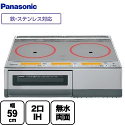 パナソニック 据置きタイプ IHクッキングヒーター 2口IH 鉄･ステンレス対応 幅59cm  シルバー グリル皿タイプ ≪KZ-E60KG≫