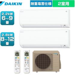 ダイキン マルチパック 耐重塩害仕様 マルチエアコン 壁掛形 畳数の目安：2.2kW6～9畳＋2.8kW8～12畳  ホワイト 【直送 代引・土日祝配送・時間指定 不可 工事対応不可】 ≪PAC-453AV-E2≫