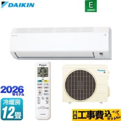 【工事費込セット（商品＋基本工事）】 ダイキン Eシリーズ ルームエアコン 室内機：高さ250mmコンパクトタイプ 冷房/暖房：12畳程度  ホワイト ≪S366ATES-W≫