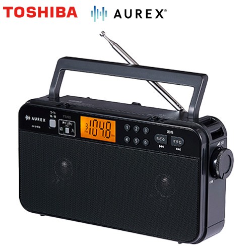 東芝 LEDライト付きホームラジオ AUREX オーディオ 声くっきり機能  ブラック 【メーカー直送品】【代引・日祝配送・時間指定 不可】 ≪AX-SHR70(K)≫