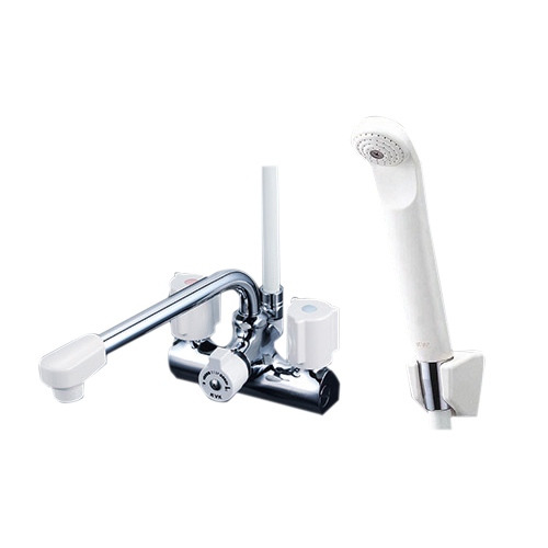 KVK デッキ型 一時止水付 2ハンドルシャワー （220mmパイプ付） 浴室水