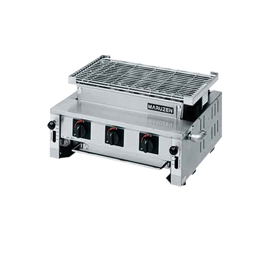 マルゼン ガス下火式焼物器「炭焼き」熱板タイプ〈ステンレスガス