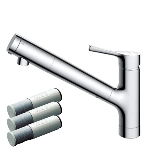 TOTO 台付シングル混合水栓＋浄水器カートリッジ（3本入り）セット