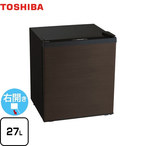 【送料無料】 東芝 1ドア冷蔵庫 冷蔵庫 右開きタイプ 容量27L  ブラウン ≪GR-HB30PT-TS≫