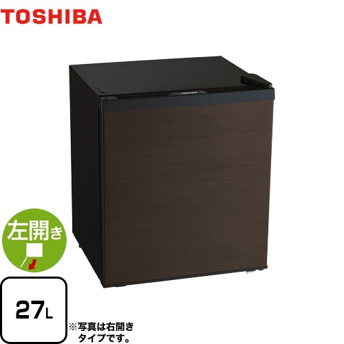 【送料無料】 東芝 1ドア冷蔵庫 冷蔵庫 左開きタイプ 容量27L  ブラウン ≪GR-HB30PTL-TS≫