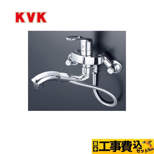 【工事費込セット（商品＋基本工事）】KVK キッチン水栓 シングルレバー式シャワー付混合栓 ≪KM5000TTP≫