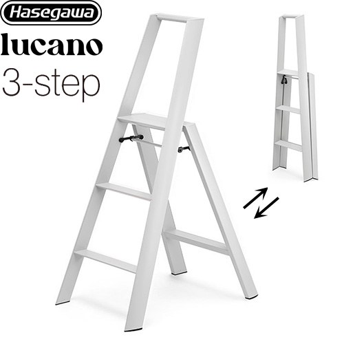 長谷川工業 lucano ルカーノ はしご・脚立 3-step（3段） 最大使用質量：100kg  クリスタルグレー 【特別配送】【代引不可】 ≪ML2.0-3(CG)≫