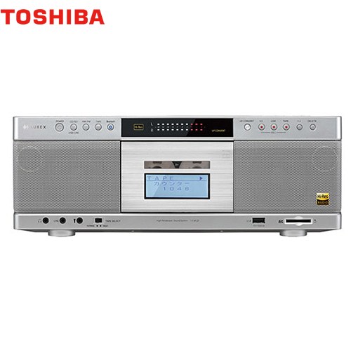 東芝 ハイレゾ対応SD/USB/CDラジオカセットレコーダー オーディオ ハイレゾ/アップコンバート機能対応  シルバー 【メーカー直送品】【代引・日祝配送・時間指定 不可】 ≪TY-AK21-S≫